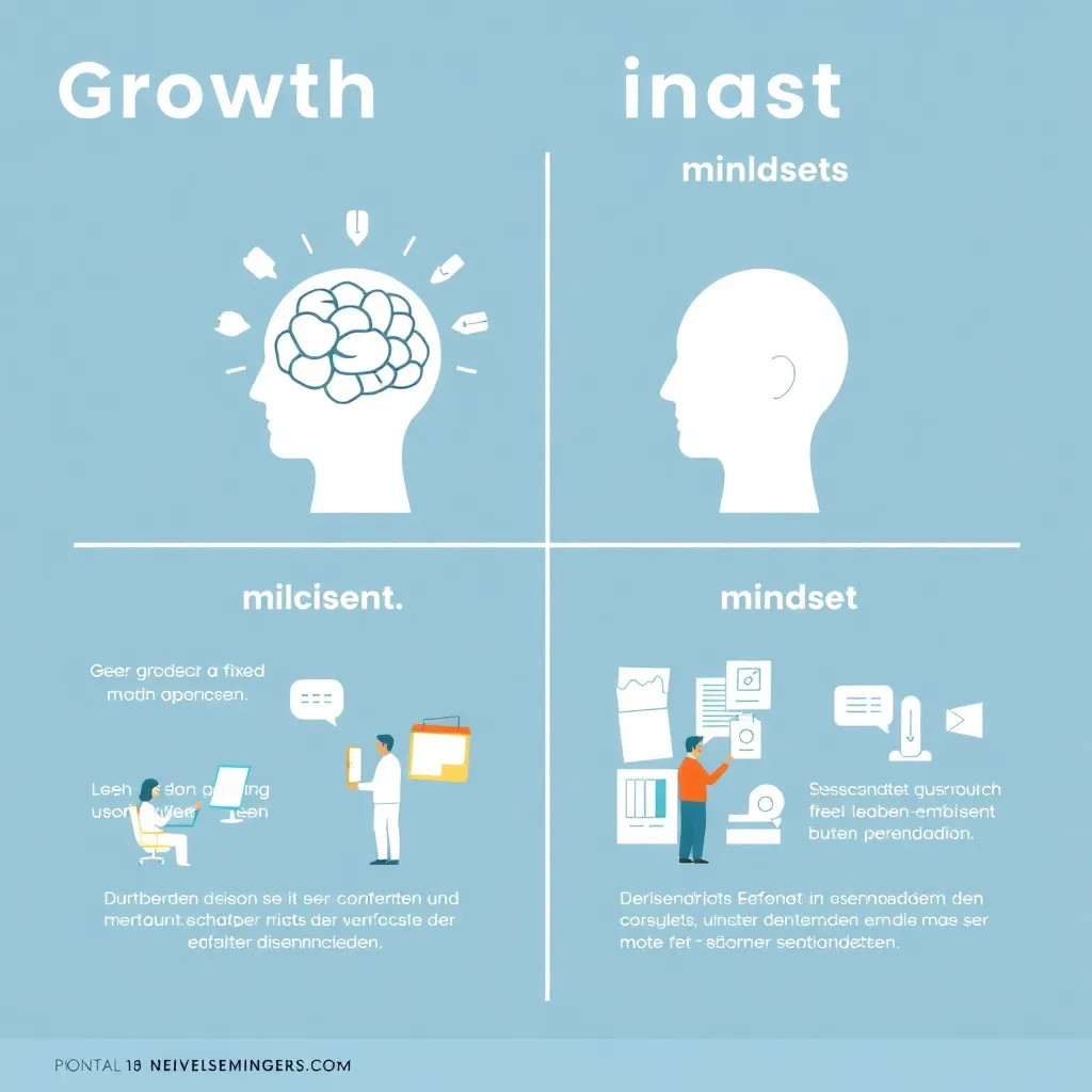 Visuele weergave van groei mindset vs vaste mindset concepten